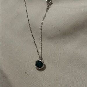 Emerald Green Halo Pendant Necklace - Women Jewelry